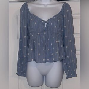 American Eagle Babydoll top
Blue Polka Dot Women's Top